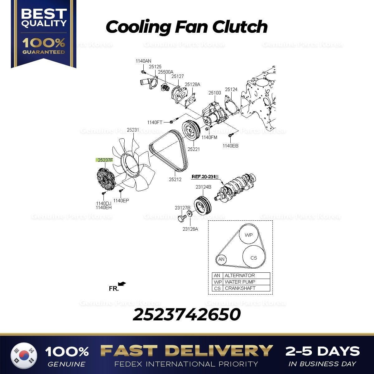 Genuine Cooling Fan Clutch 2523742650 for Hyundai H1