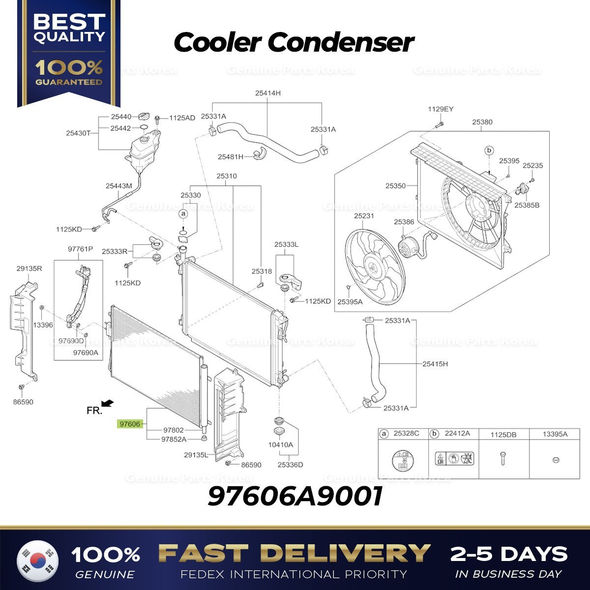Genuine Cooler Condenser 97606A9001 for Kia Sedona