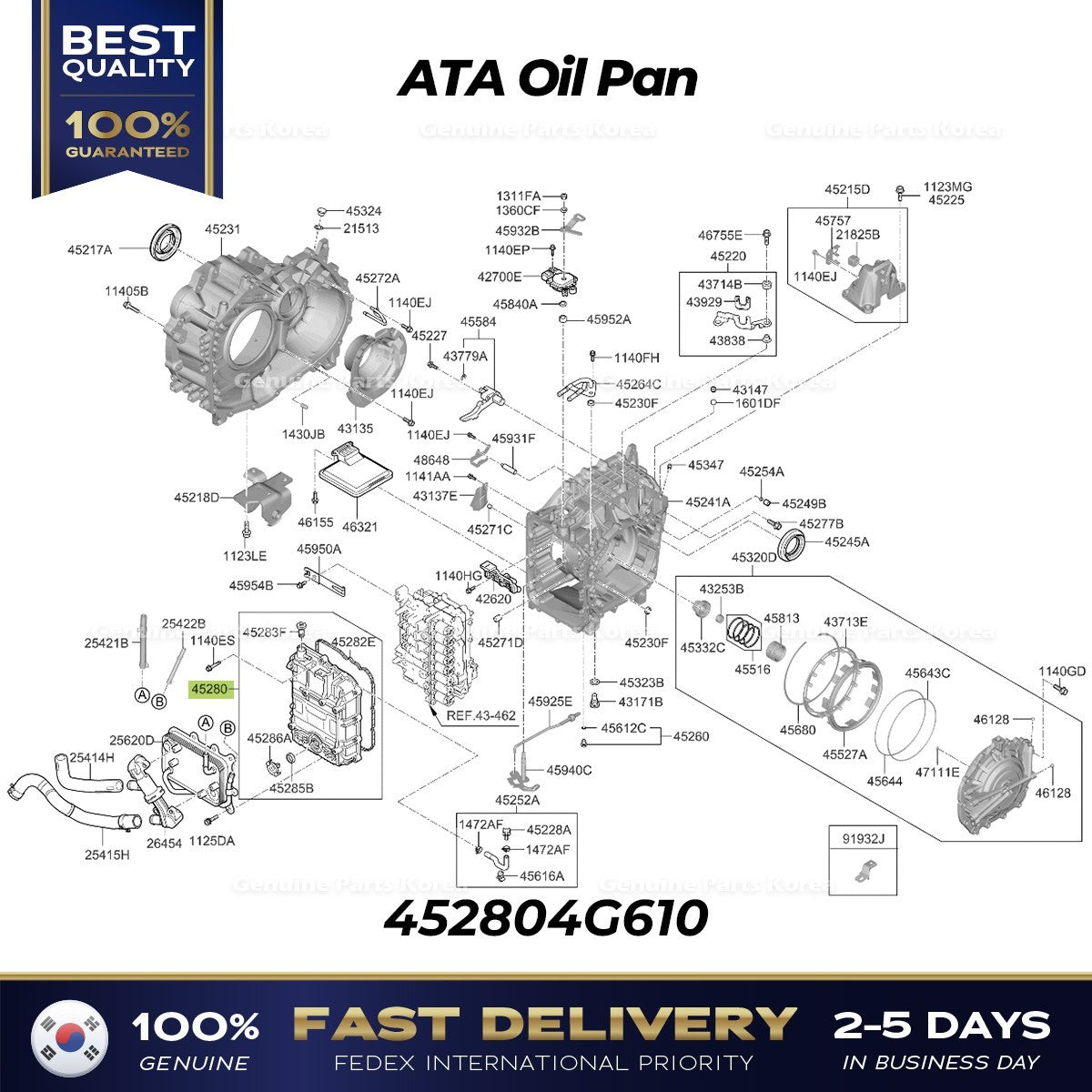 Genuine ATA Oil Pan 452804G610 for Hyundai Santa Cruz Kia K5