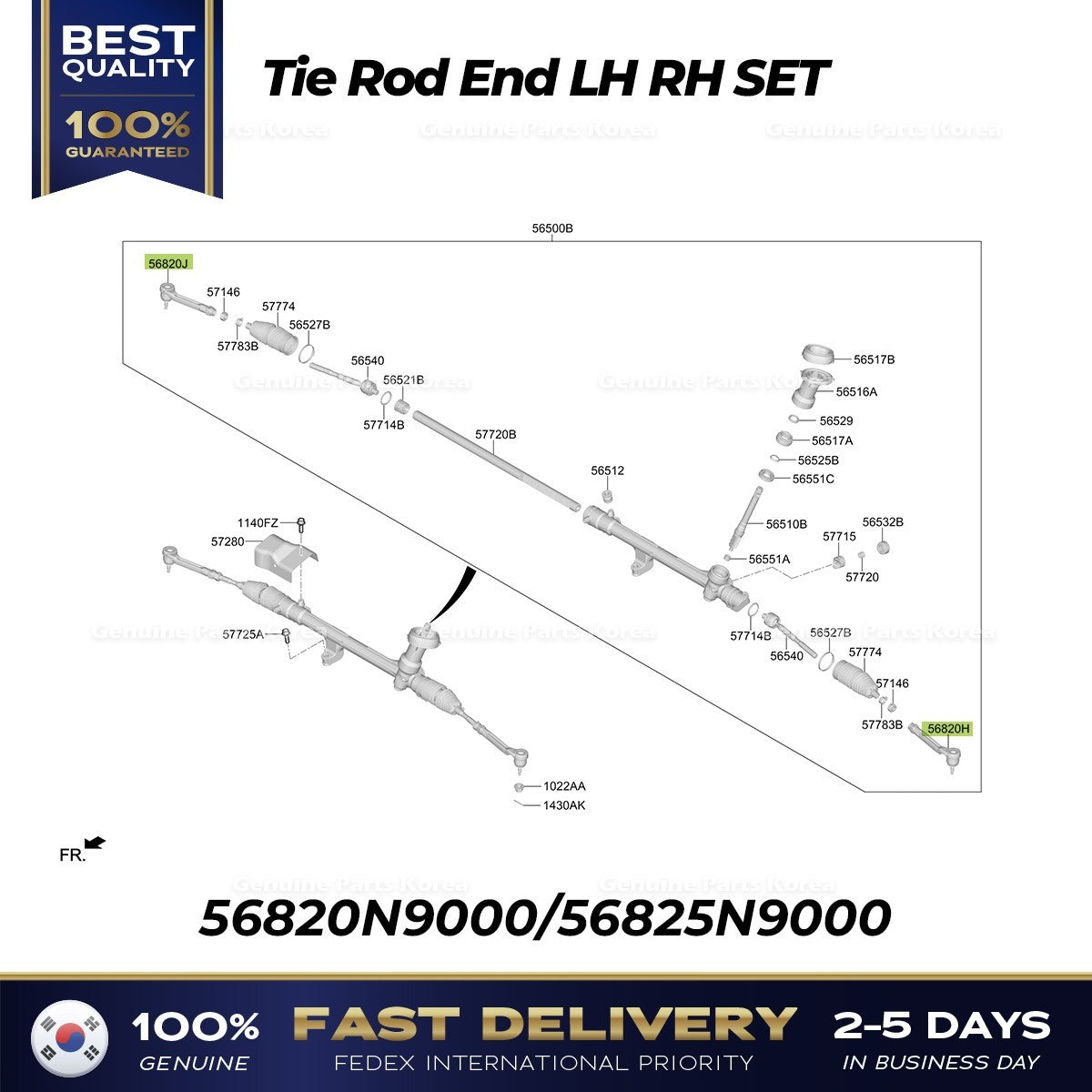Genuine Tie Rod End LH RH SET 56820N9000 56825N9000 for Hyundai Tucson