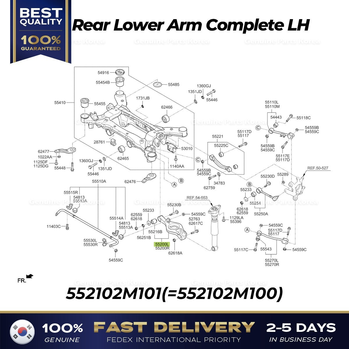 Genuine Rear Lower Arm Complete LH 552102M101 for Hyundai Genesis Coupe