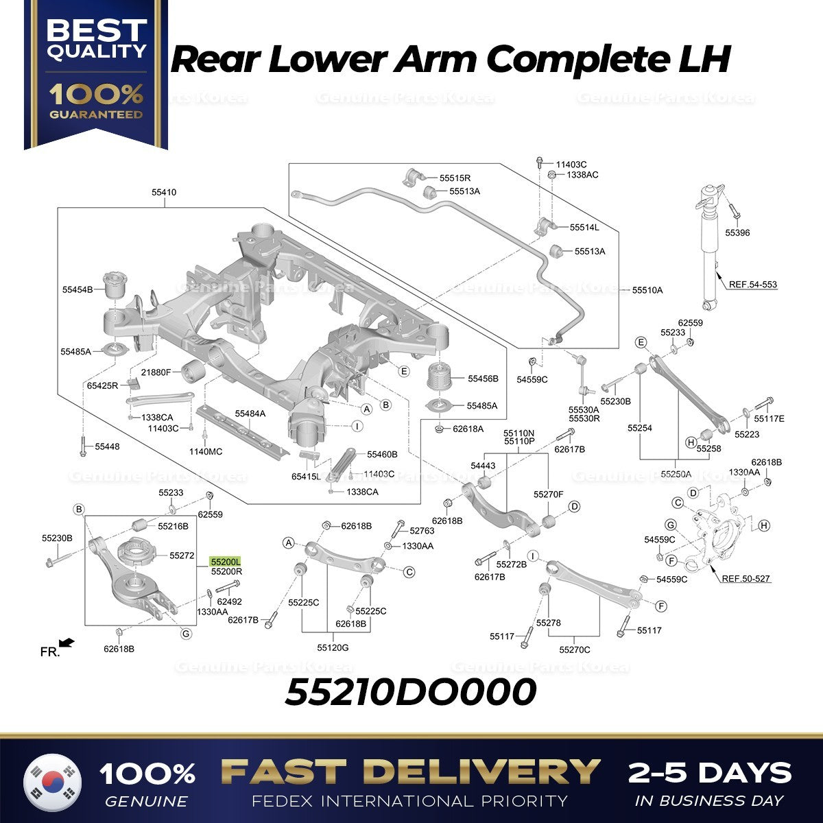 Genuine Rear Lower Arm Complete LH 55210DO000 for Kia EV9