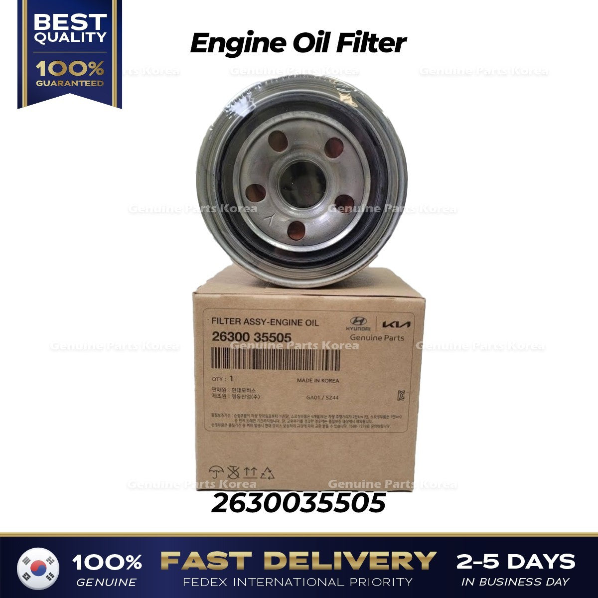 Genuine Engine Oil Filter 2630035505 for Hyundai Kia