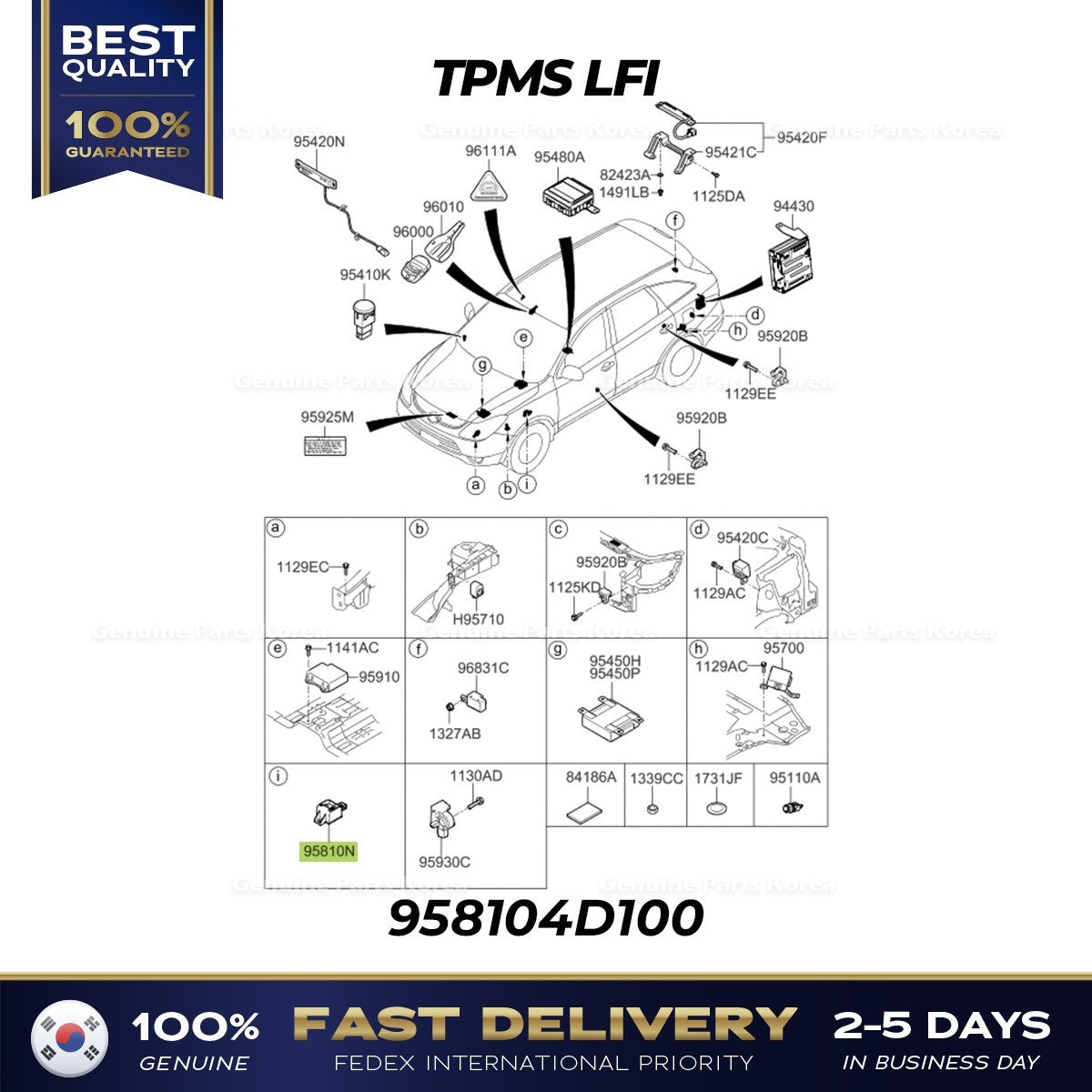 Genuine TPMS LFI 958104D100 for Hyundai Santa Fe Kia Sedona