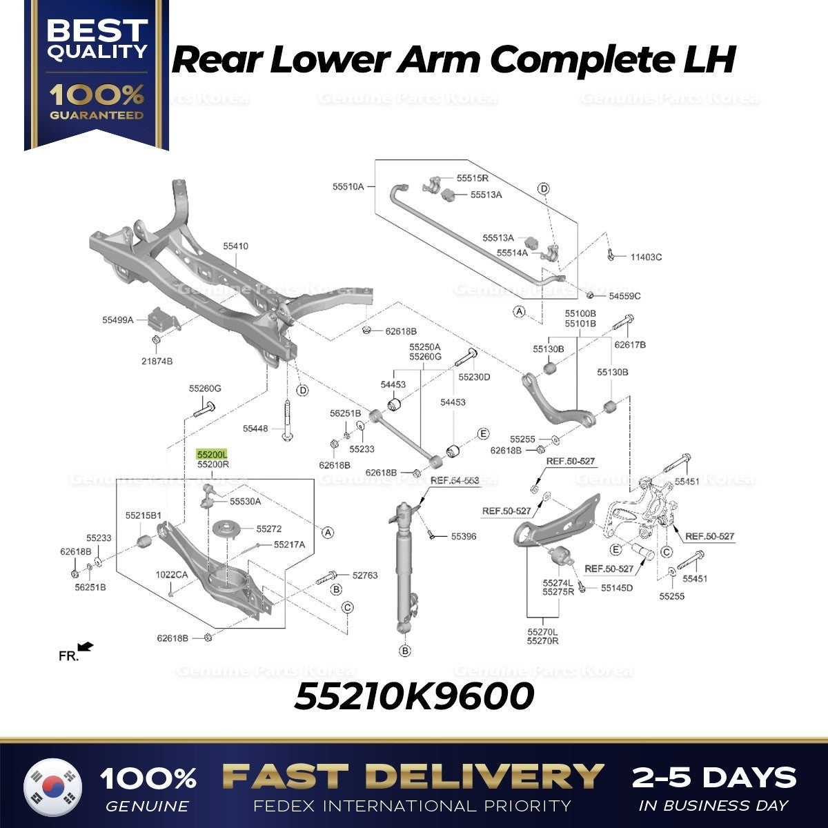 Genuine Rear Lower Arm Complete LH 55210K9600 for Hyundai Veloster N
