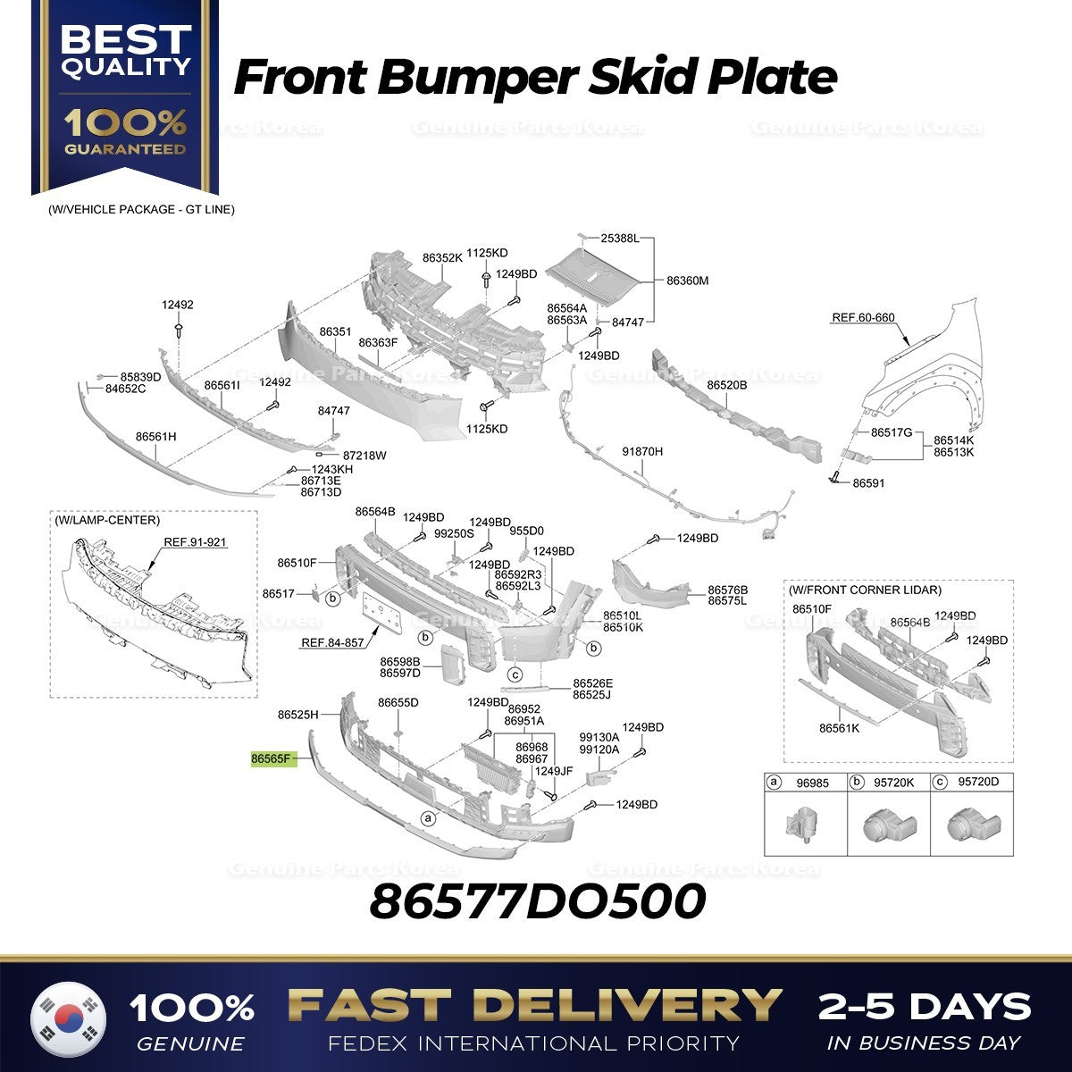 Genuine Front Bumper Skid Plate 86577DO500 for Kia EV9