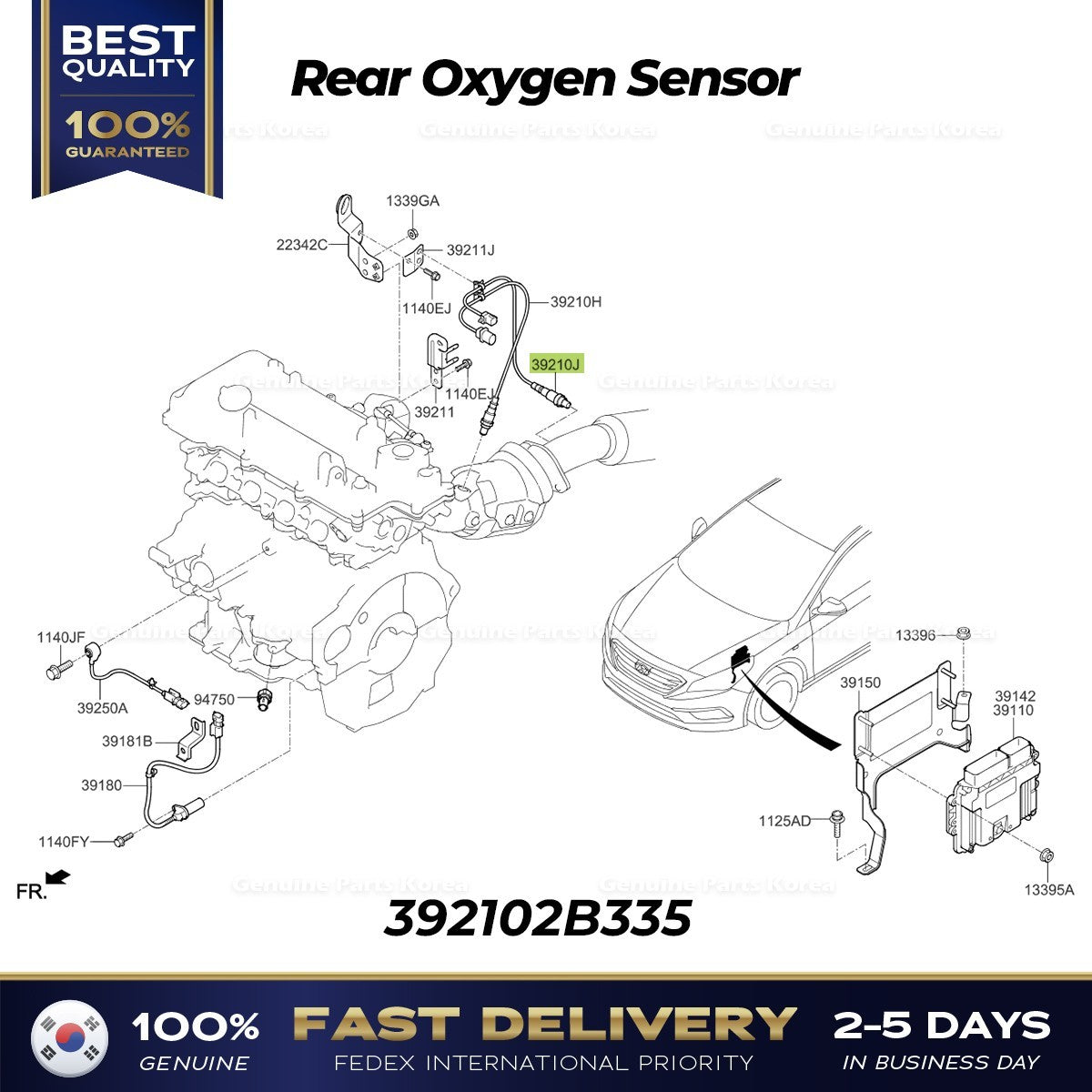 Genuine Rear Oxygen Sensor 392102B335 for Hyundai Sonata Kia Optima