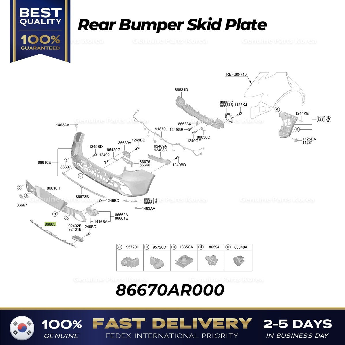 Genuine Rear Bumper Skid Plate 86670AR000 for Hyundai Genesis GV70
