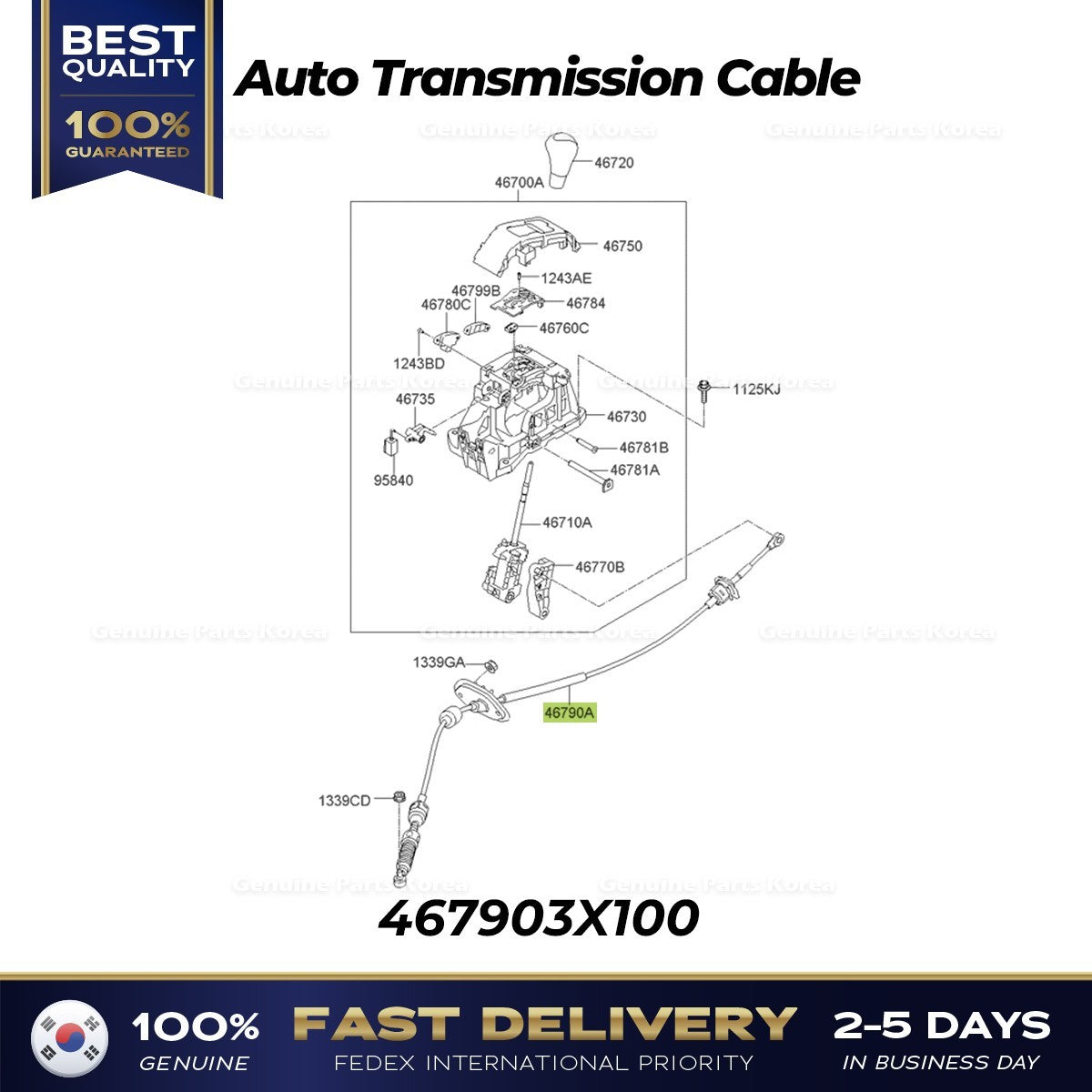 Genuine Auto Transmission Cable 467903X100 for Hyundai Elantra