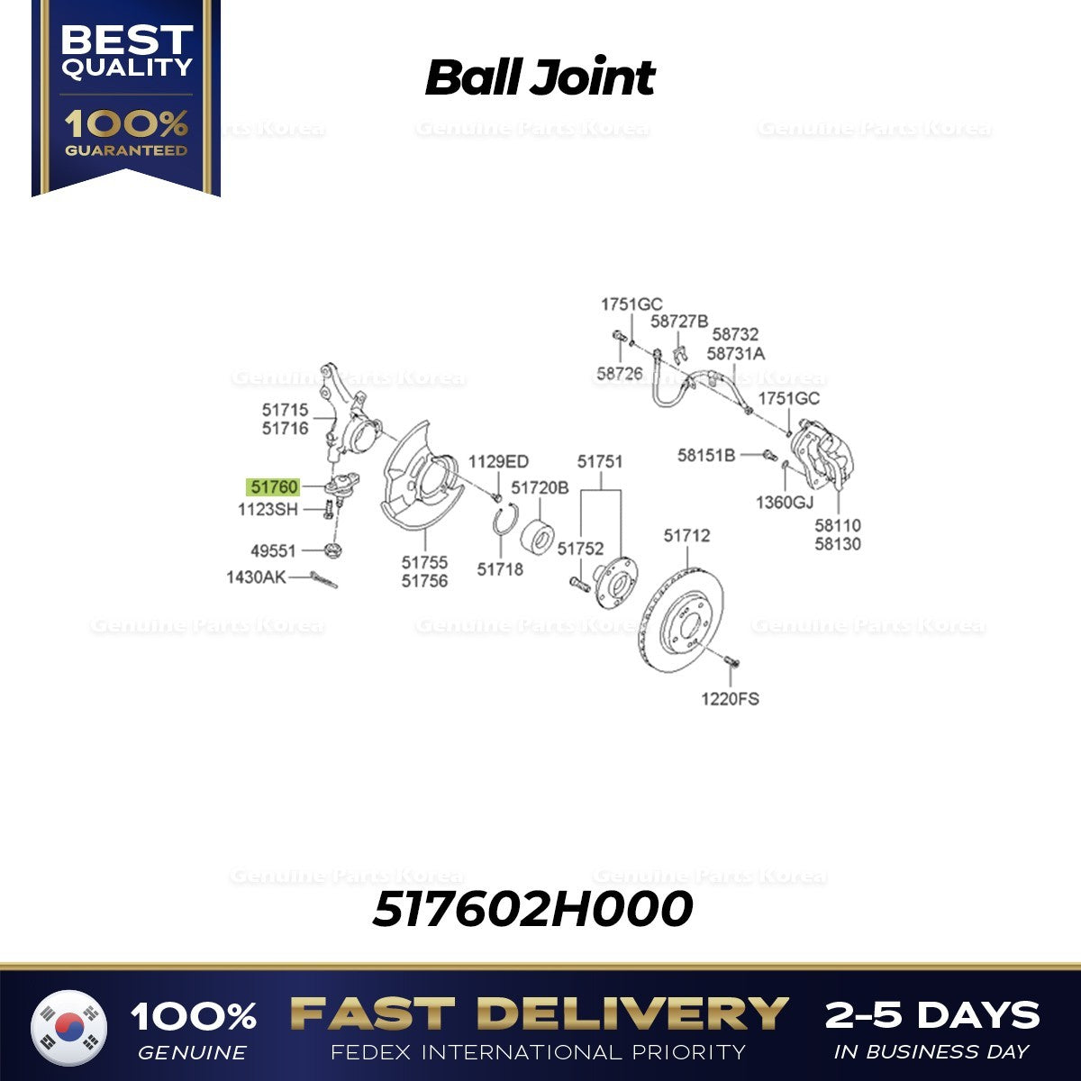 Genuine Ball Joint 517602H000 for Hyundai Elantra