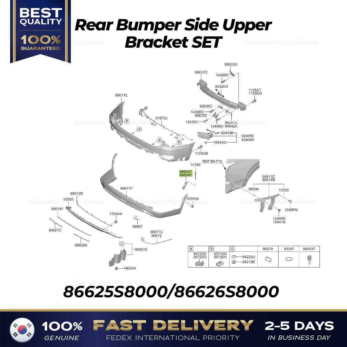 Genuine Rear Bumper Side Upper Bracket SET for Hyundai Palisade