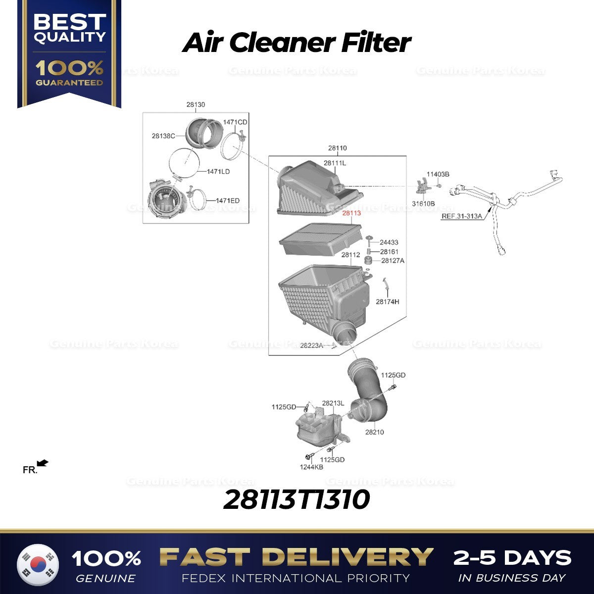 Genuine Air Cleaner Filter 28113T1310 for Hyundai Genesis G80 G90