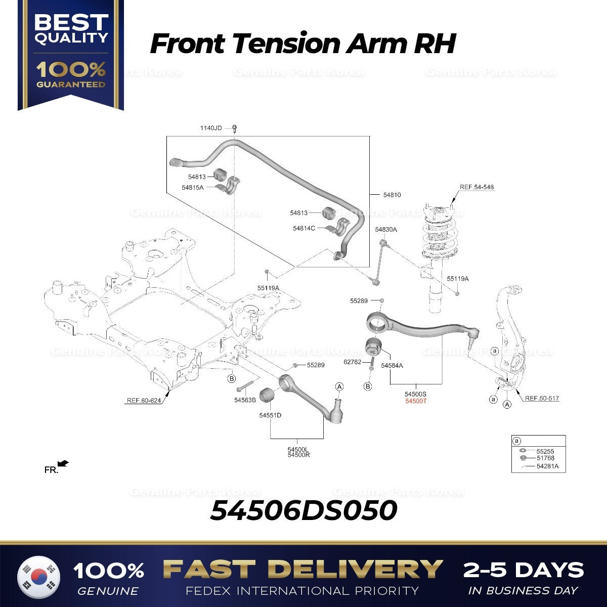 Genuine Front Tension Arm RH 54506DS050 for Hyundai Genesis Electrified GV70