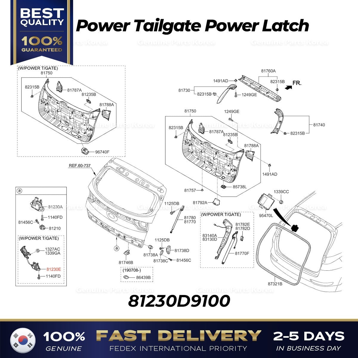 Genuine Power Tailgate Power Latch 81230D9100 for Kia Sportage
