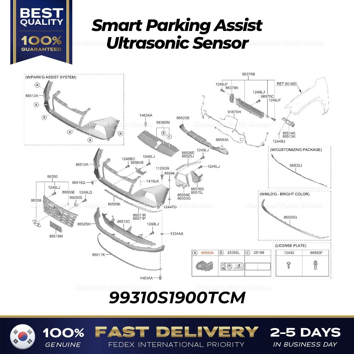 Genuine Smart Parking Assist Ultrasonic Sensor 99310S1900TCM for Hyundai Tucson