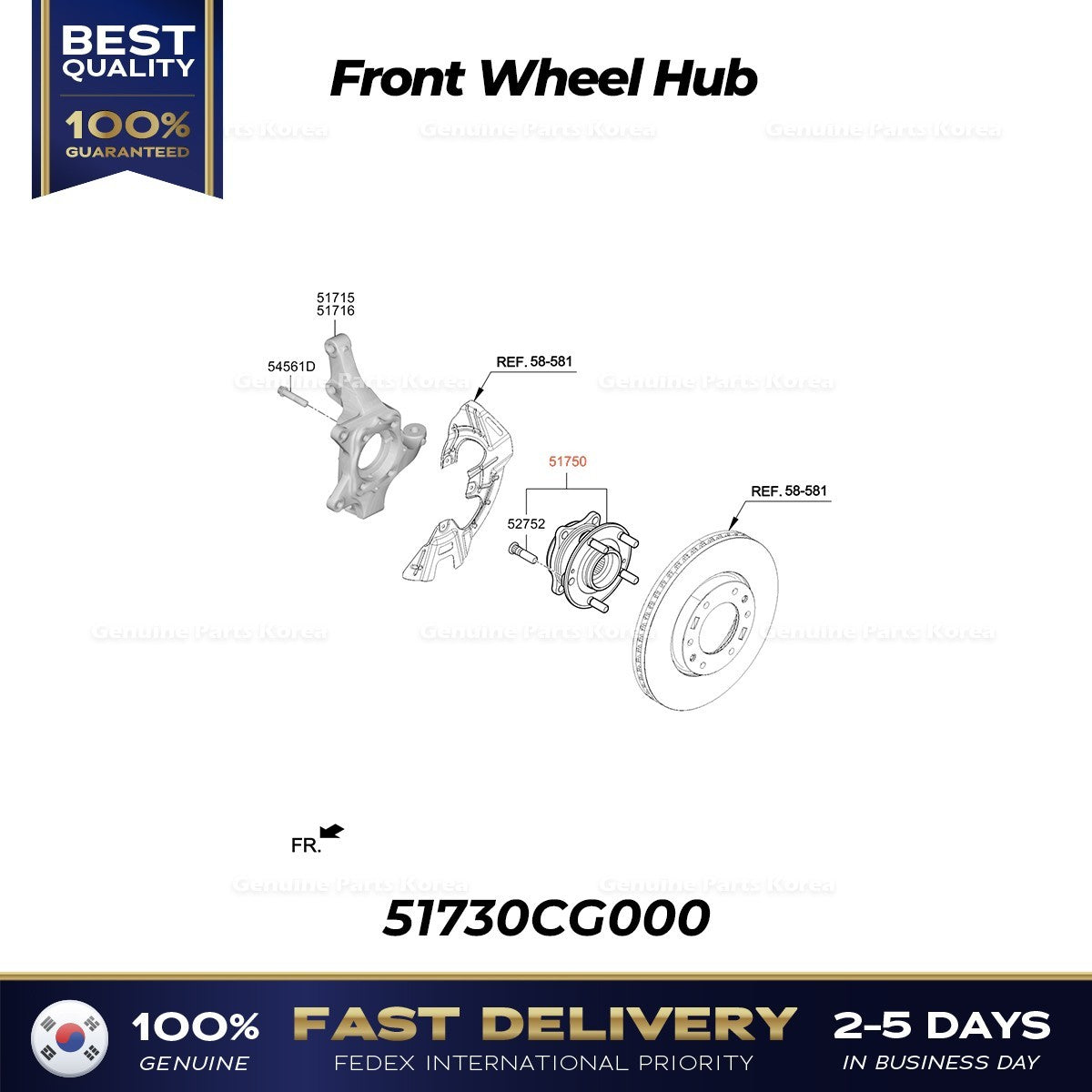 Genuine Front Wheel Hub 51730CG000 for Hyundai Staria