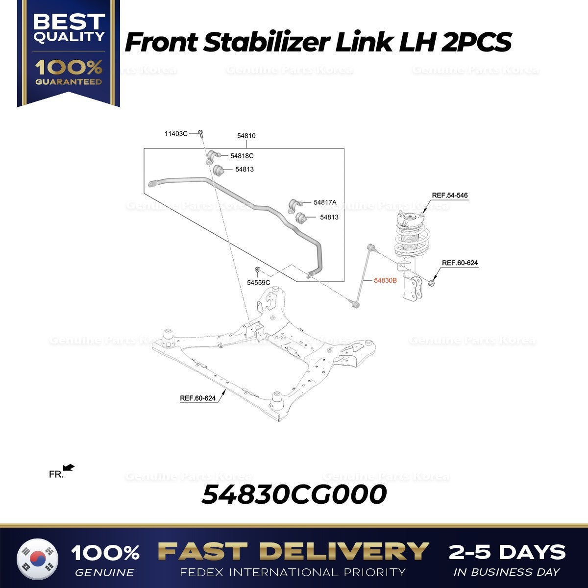 Genuine Front Stabilizer Link LH 2PCS 54830CG000 for Hyundai Staria