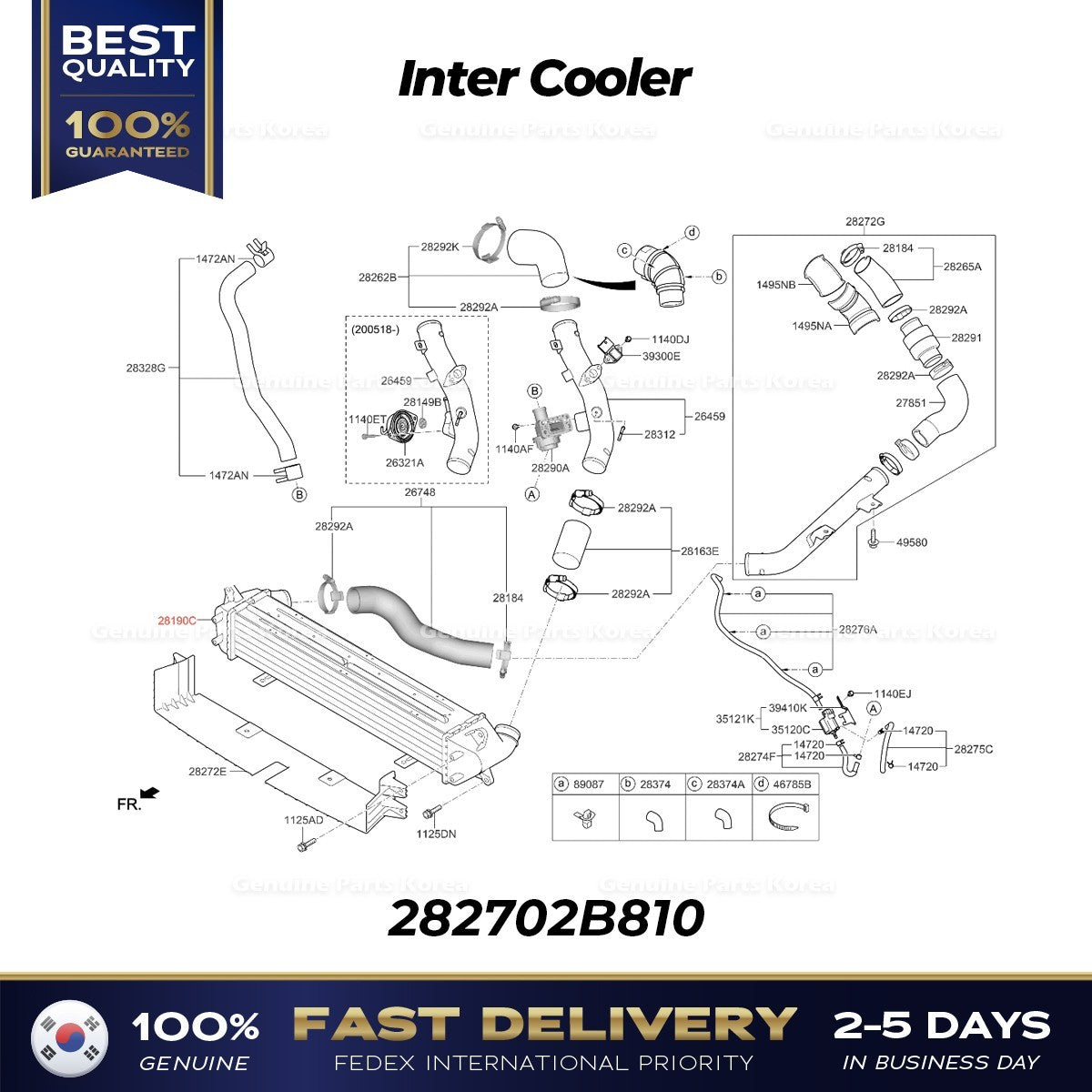 Genuine Inter Cooler 282702B810 for Hyundai Veloster Kia Forte