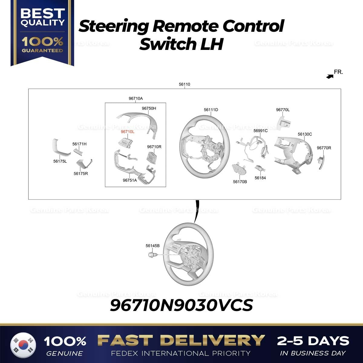 Genuine Steering Remote Control Switch LH 96710N9030VCS for Hyundai Tucson