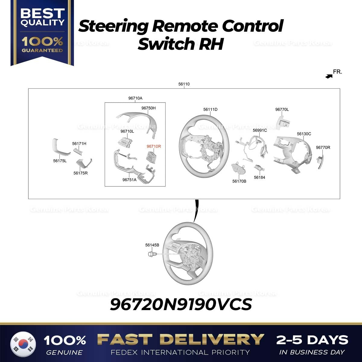 Genuine Steering Remote Control Switch RH 96720N9190VCS for Hyundai Tucson