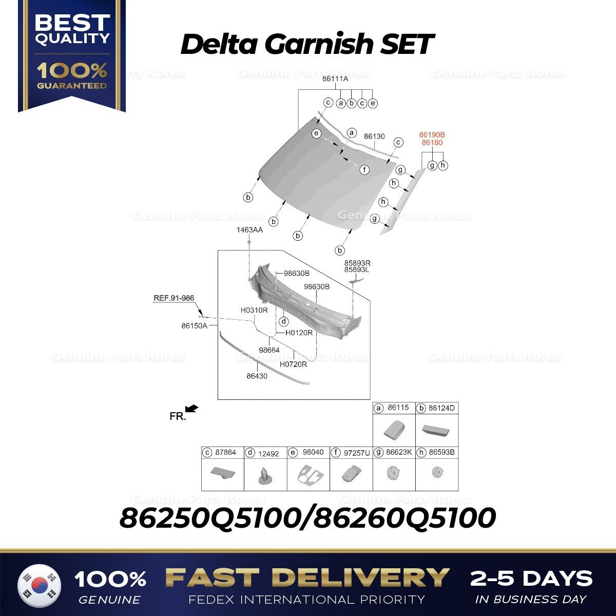 Genuine Delta Garnish SET 86250Q5100 86260Q5100 for Kia Seltos