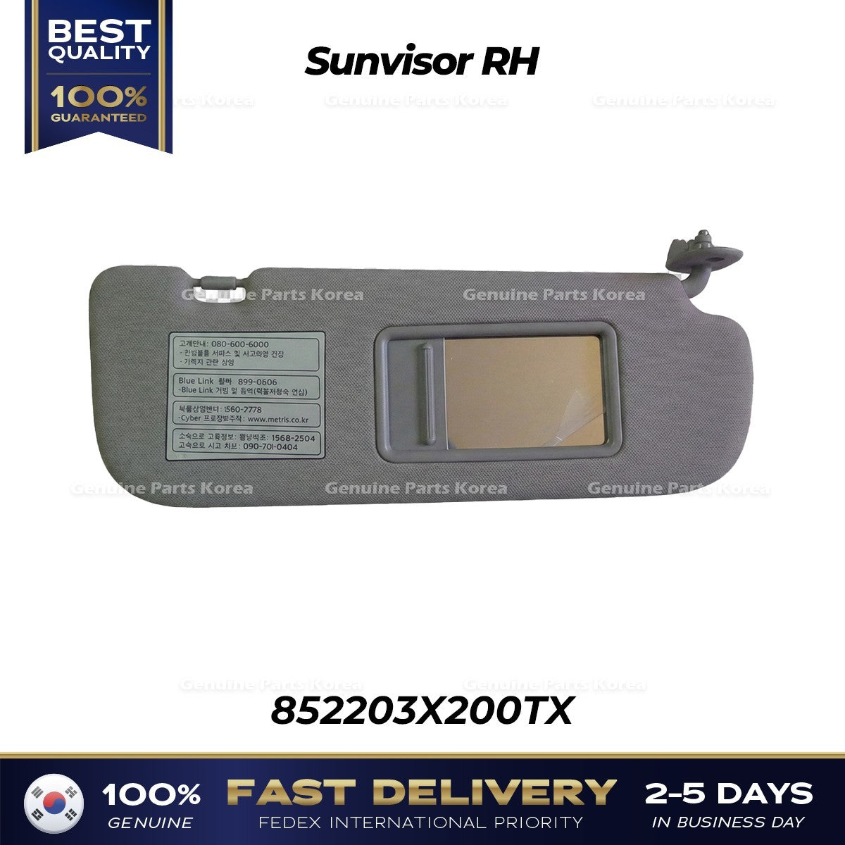 Genuine Sunvisor RH 852203X200TX for Hyundai Elantra