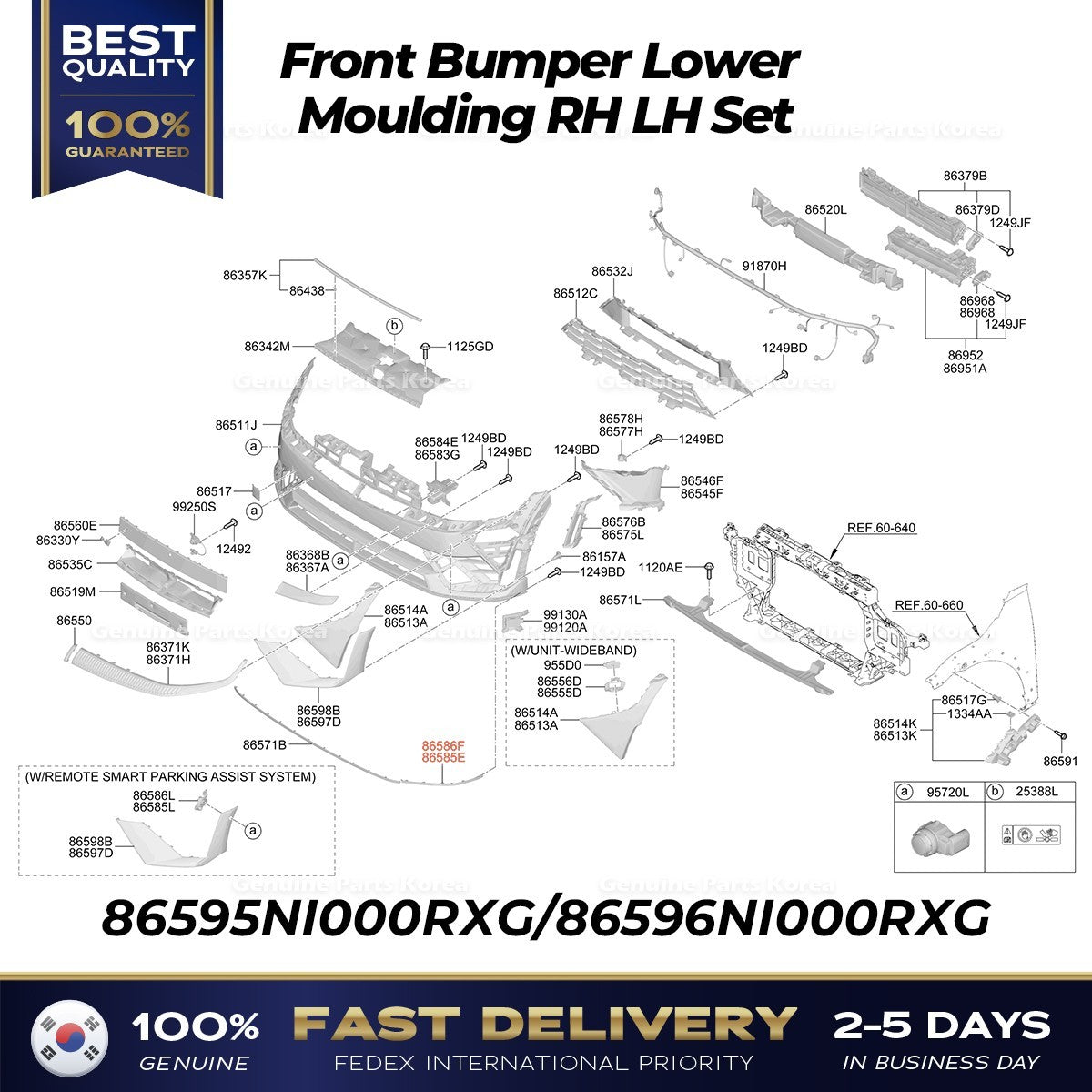 Genuine Front Bumper Lower Moulding RH LH Set for Hyundai IONIQ 5