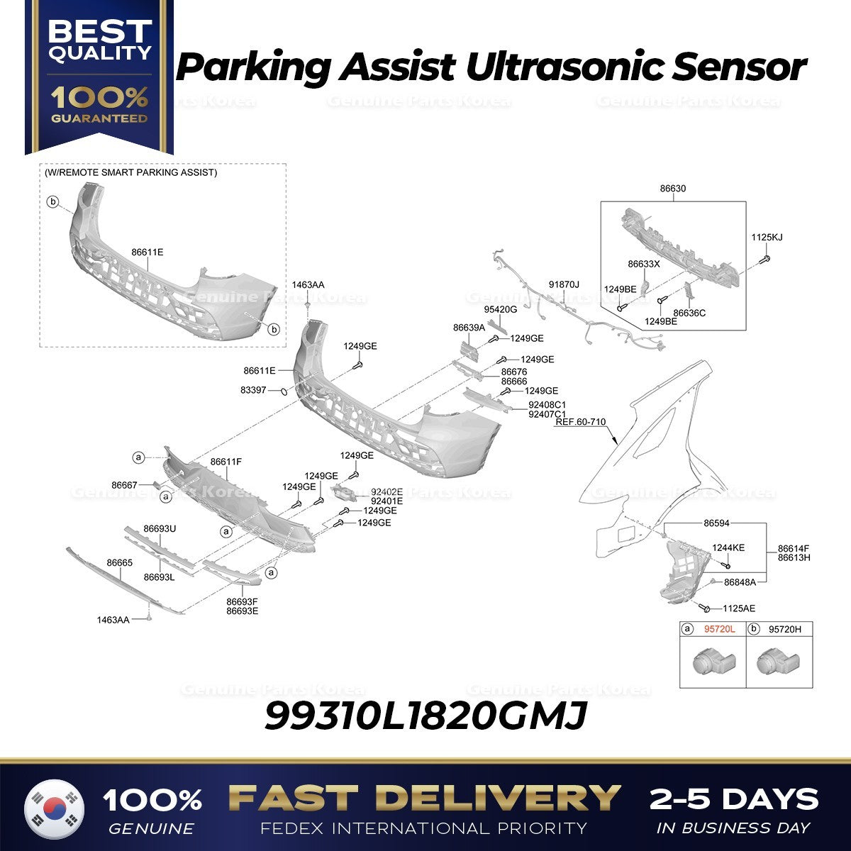 Genuine Parking Assist Ultrasonic Sensor 99310L1820GMJ for Genesis GV70
