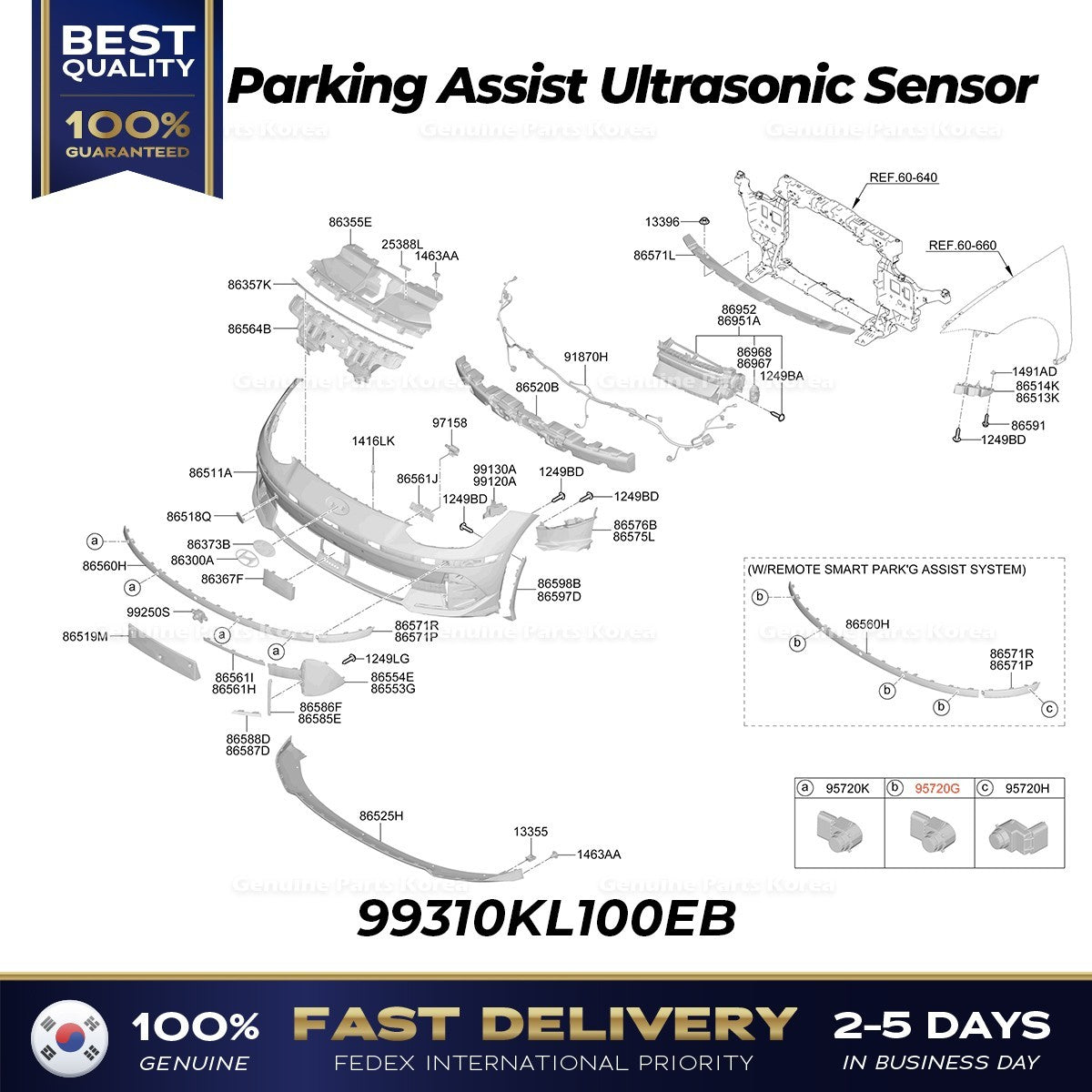 Genuine Parking Assist Ultrasonic Sensor 99310KL100EB for Hyundai Ioniq 6