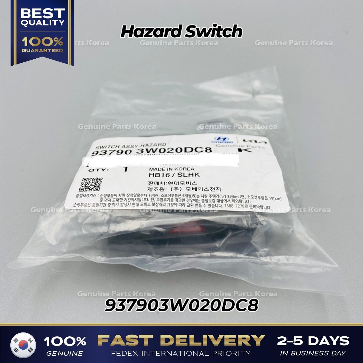 Genuine Hazard Switch 937903W020DC8 for Kia Sportage