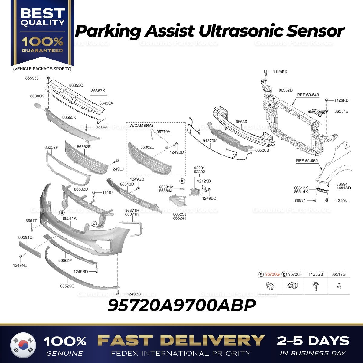 Genuine Parking Assist Ultrasonic Sensor 95720A9700ABP for Kia Sedona