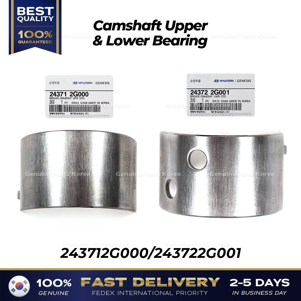 Genuine Camshaft Upper & Lower Bearing 243712G000 243722G001 for Hyundai Kia