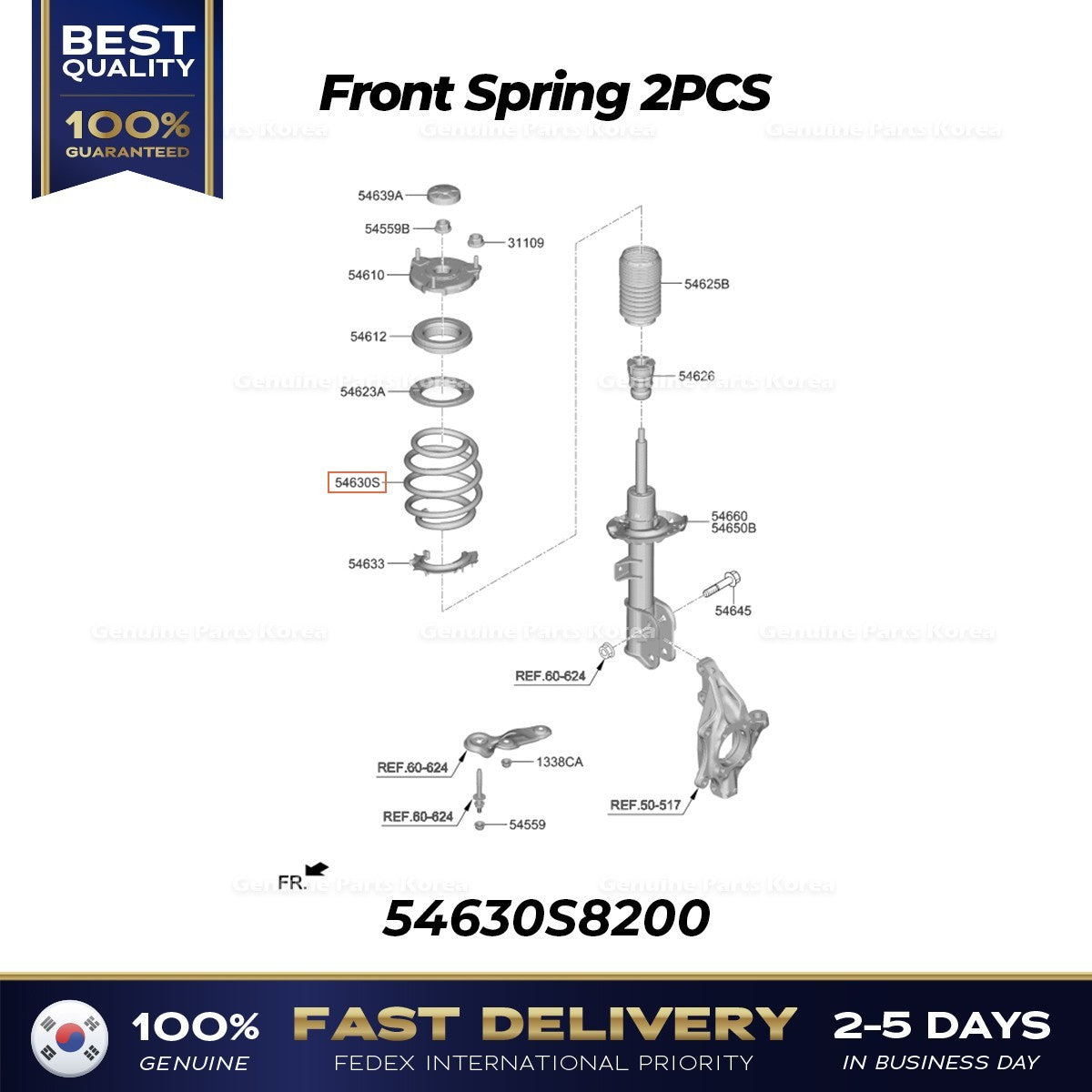 Genuine Front Spring 2PCS 54630S8200 for Hyundai Palisade