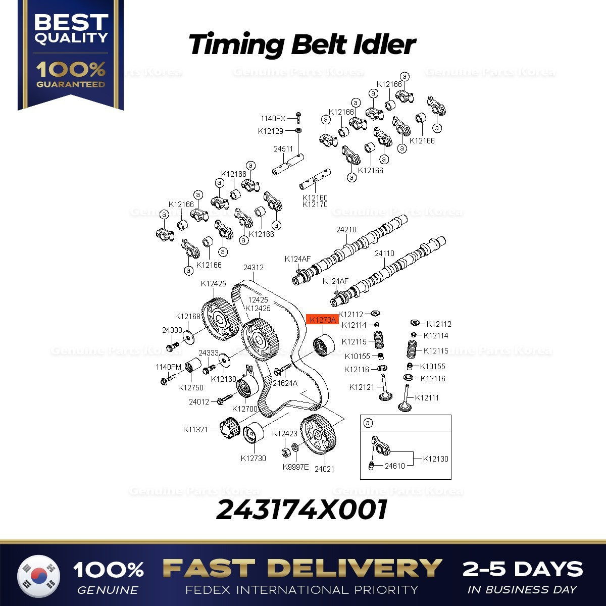 Genuine Timing Belt Idler 243174X001 for Kia K2900