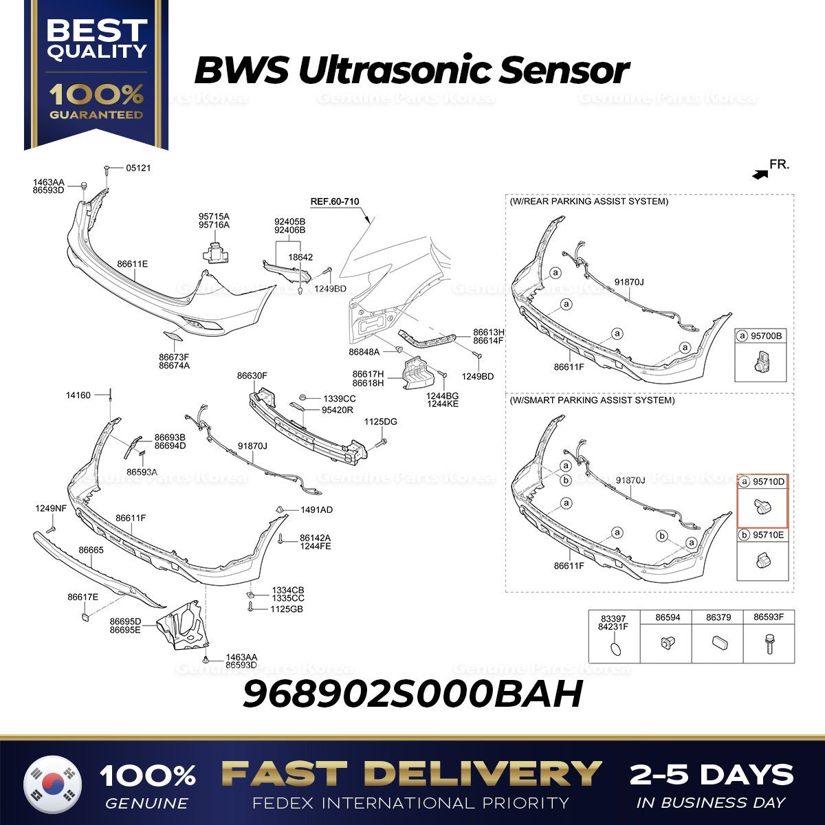 Genuine BWS Ultrasonic Sensor 968902S000BAH for Hyundai Santa Fe Maxcruz