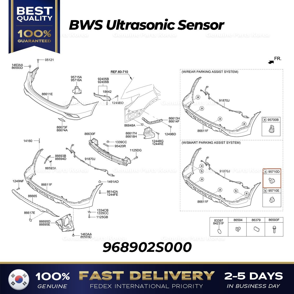 Genuine BWS Ultrasonic Sensor 968902S000 for Hyundai Santa Fe