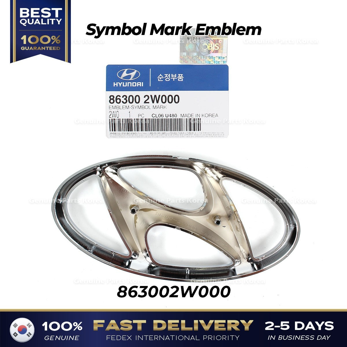 Genuine Symbol Mark Emblem 863002W000 for Hyundai Santa Fe