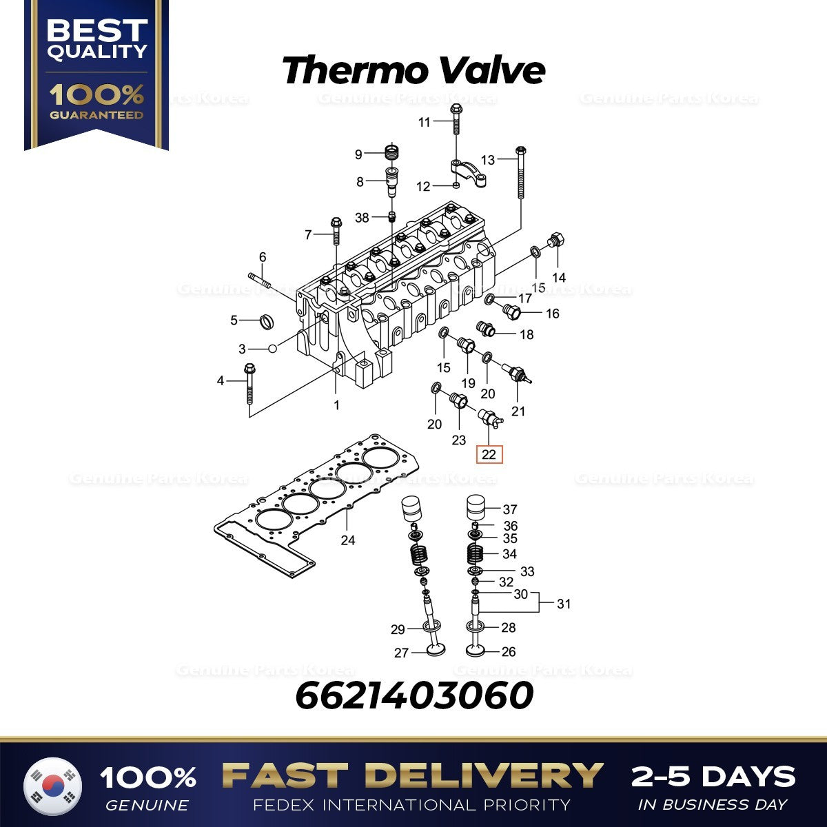 Genuine Thermo Valve 6621403060 for Ssangyong Musso Rexton