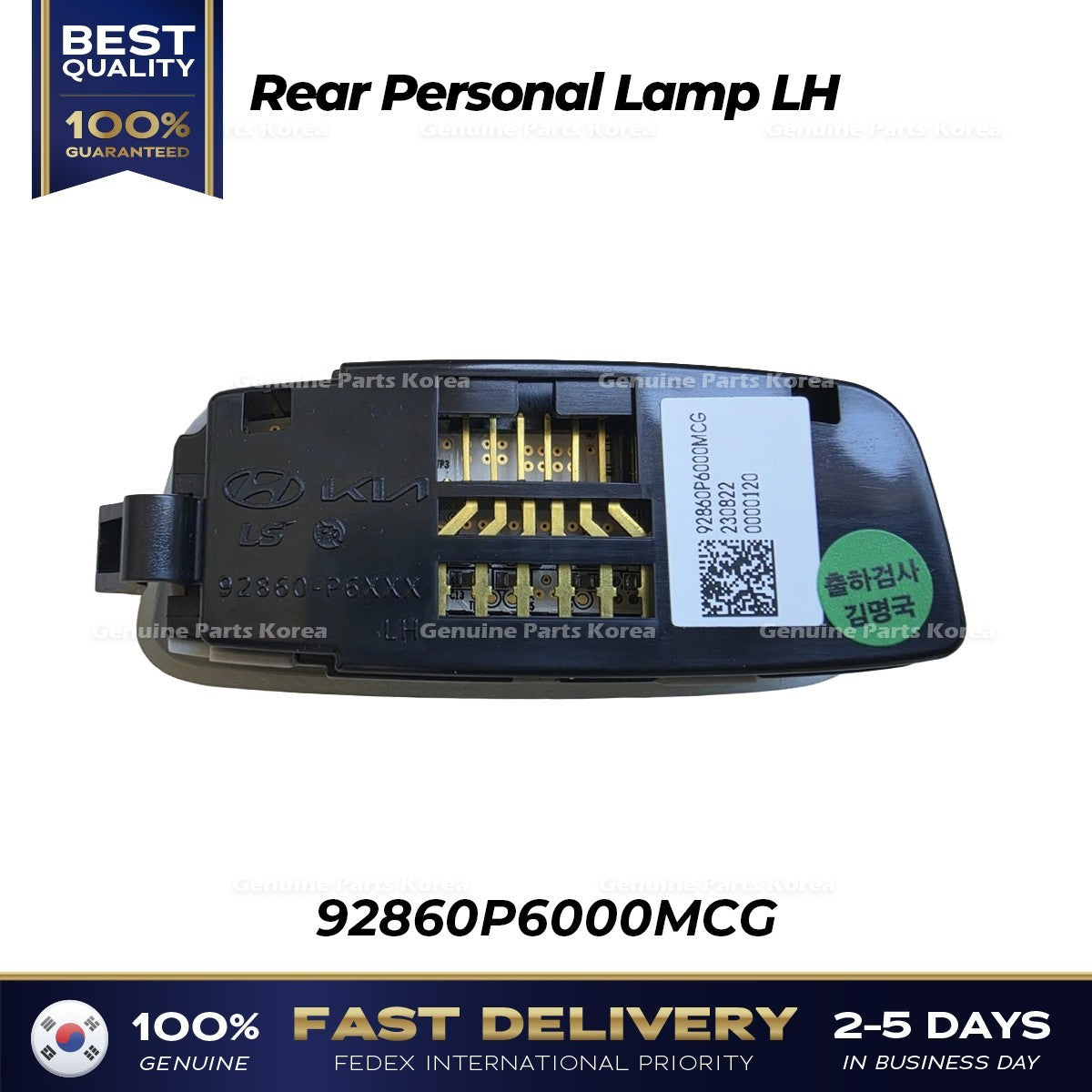 Genuine Rear Personal Lamp LH 92860P6000MCG for Hyundai Kona