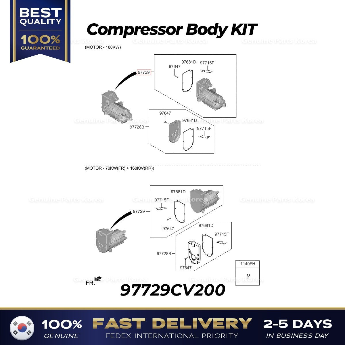 Genuine Compressor Body KIT 97729CV200 for Kia EV6