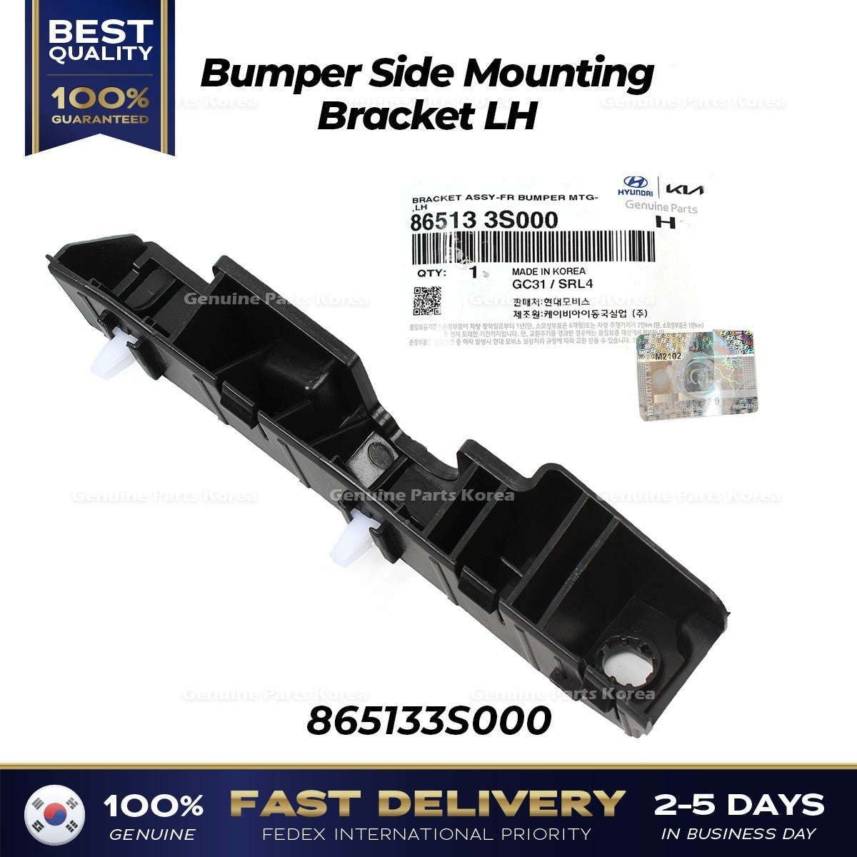 Genuine Front Bumper Mounding Bracket LH 865133S000 for Hyundai Sonata
