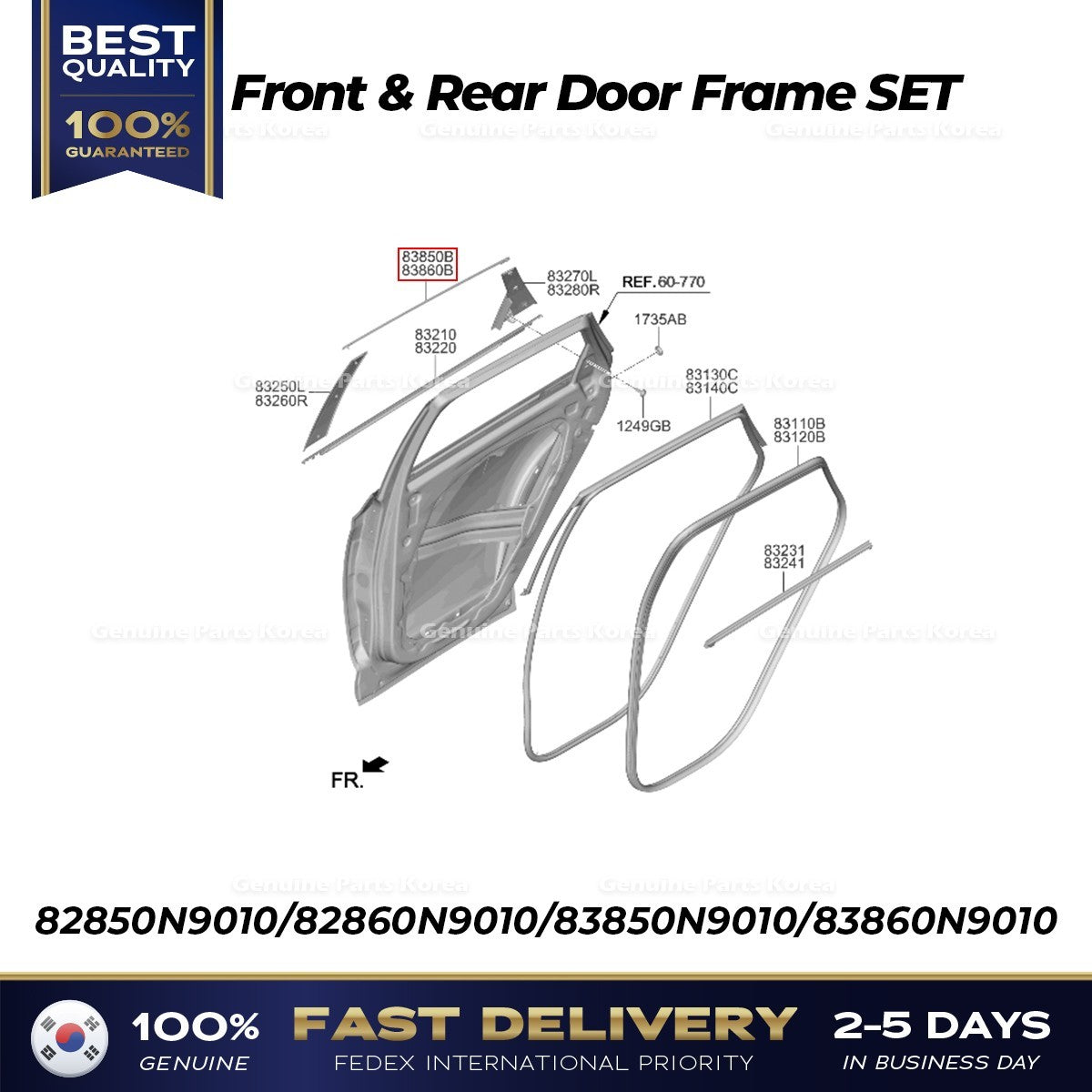 Genuine Front & Rear Door Frame SET for Hyundai Tucson