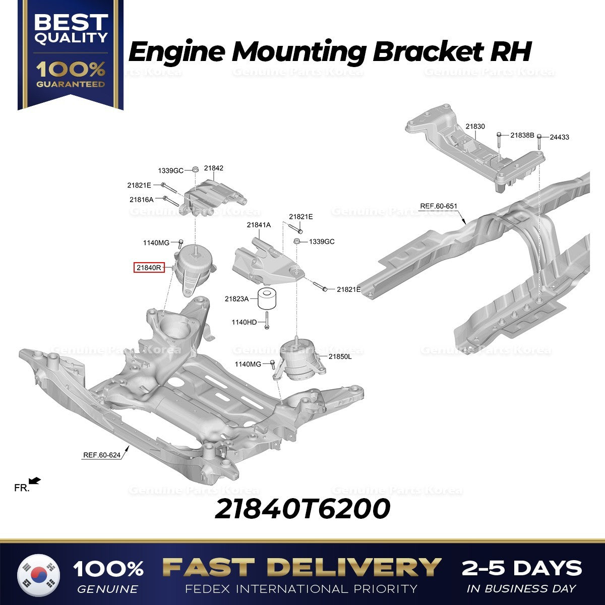 Genuine Engine Mounting Bracket RH 21840T6200 for Hyundai Genesis GV80