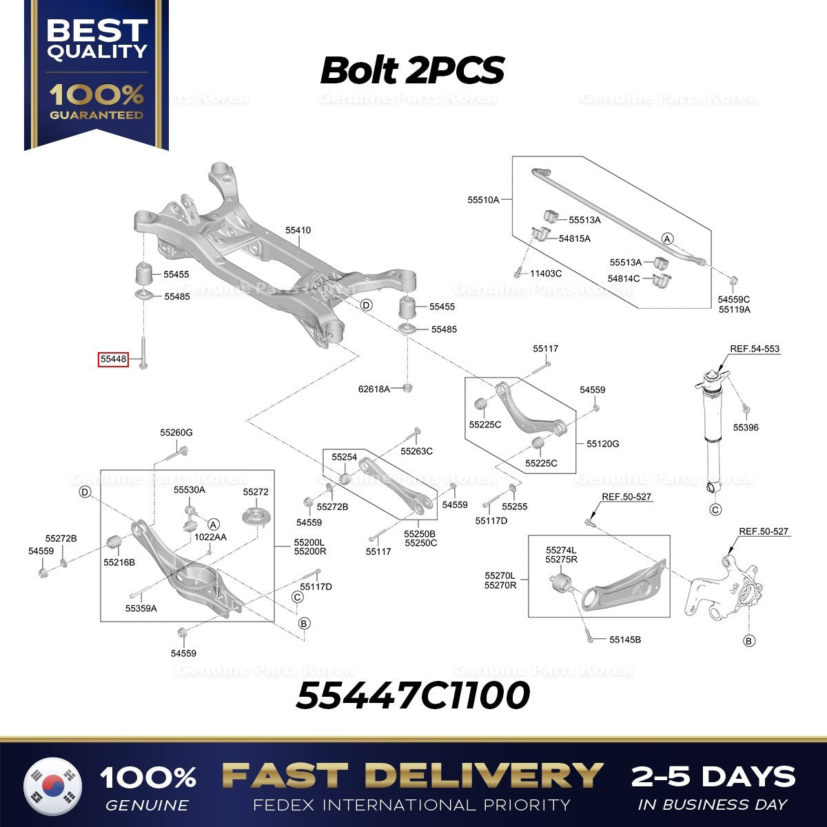 Genuine Bolt 2PCS 55447C1100 for Hyundai Kia