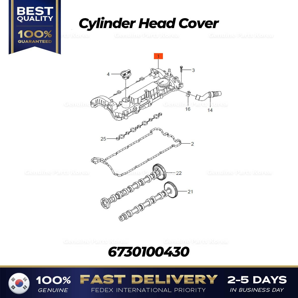 Genuine Cylinder Head Cover 6730100430 for Ssangyong Tivoli