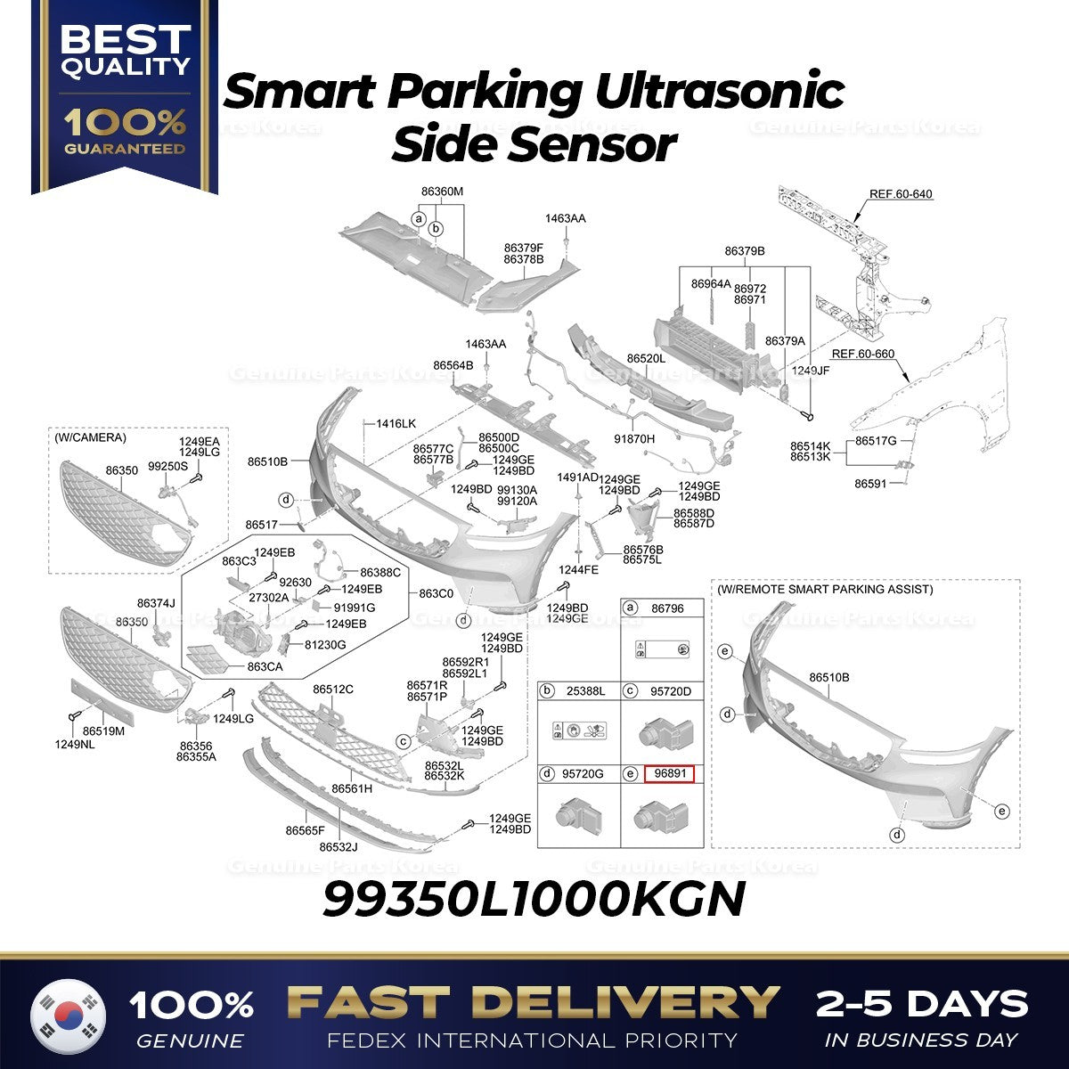 Genuine Smart Parking Ultrasonic Side Sensor 99350L1000KGN for GV70 Electric