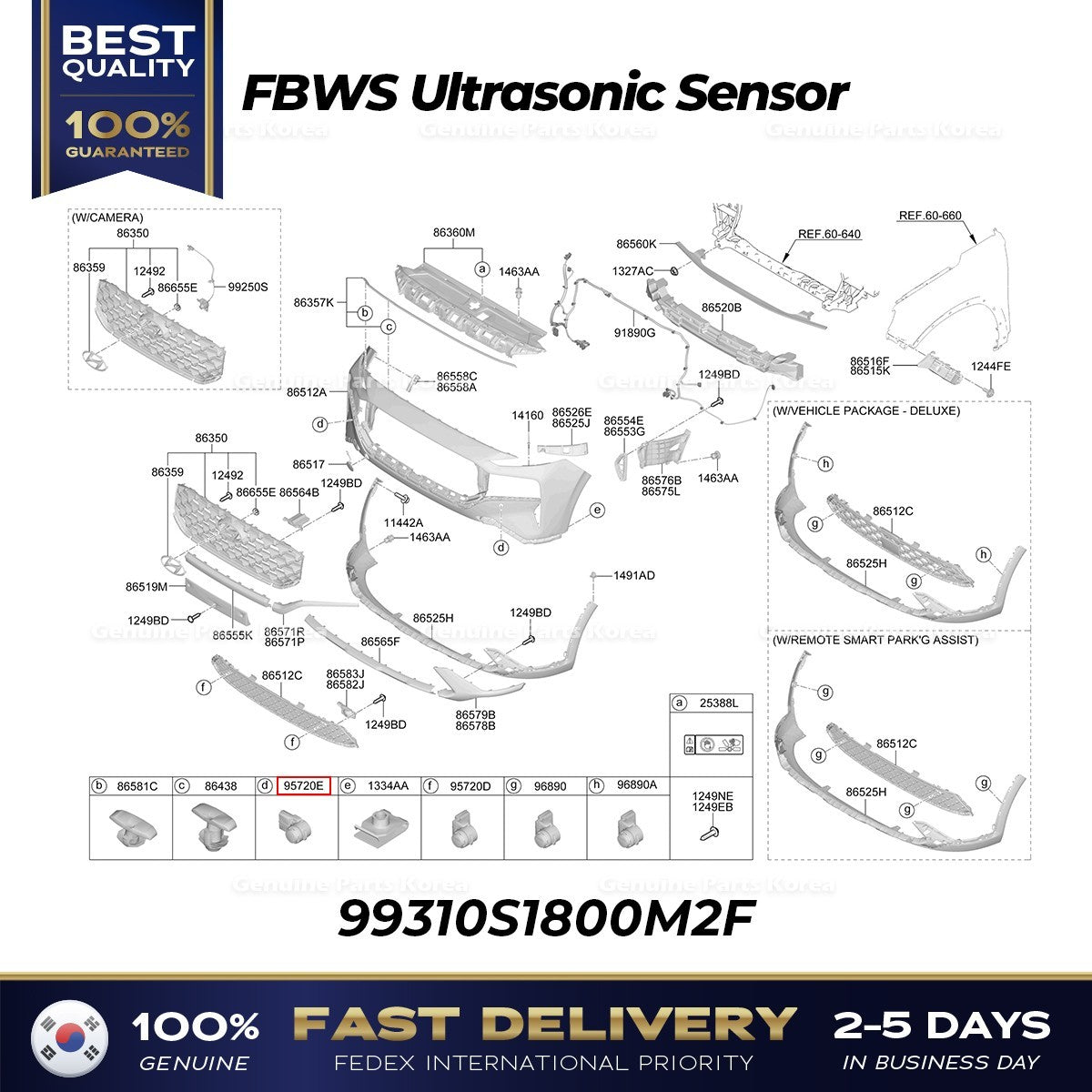 Genuine FBWS Ultrasonic Sensor 99310S1800M2F for Hyundai Santa Fe