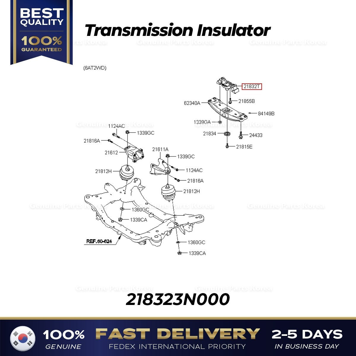 Genuine Transmission Insulator 218323N000 for Hyundai Equus