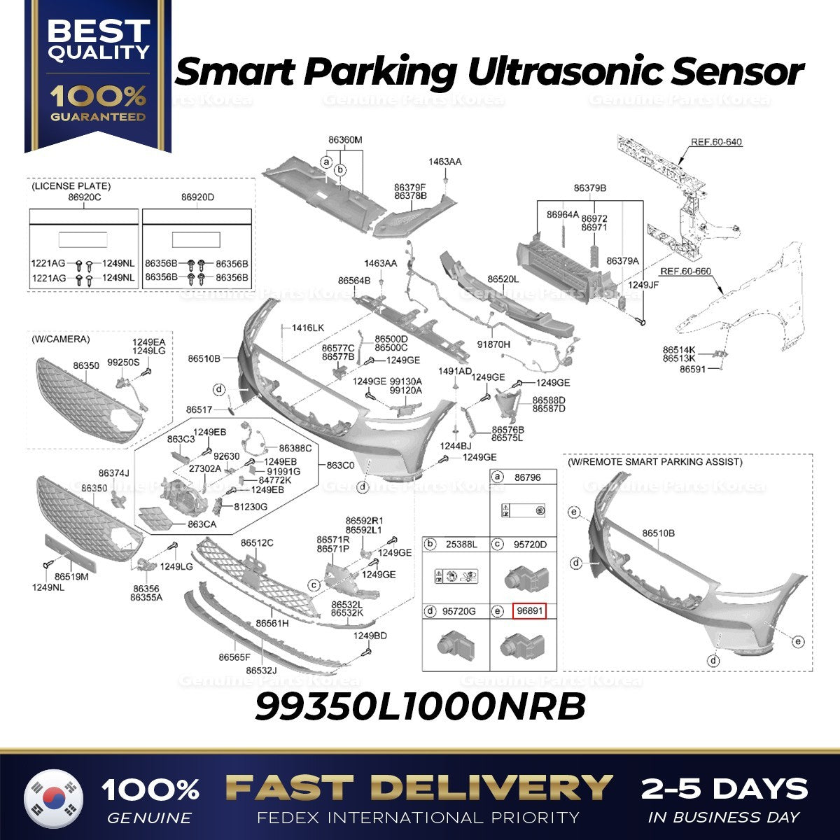 Genuine Smart Parking Ultrasonic Sensor 99350L1000NRB for Genesis GV70 GV80