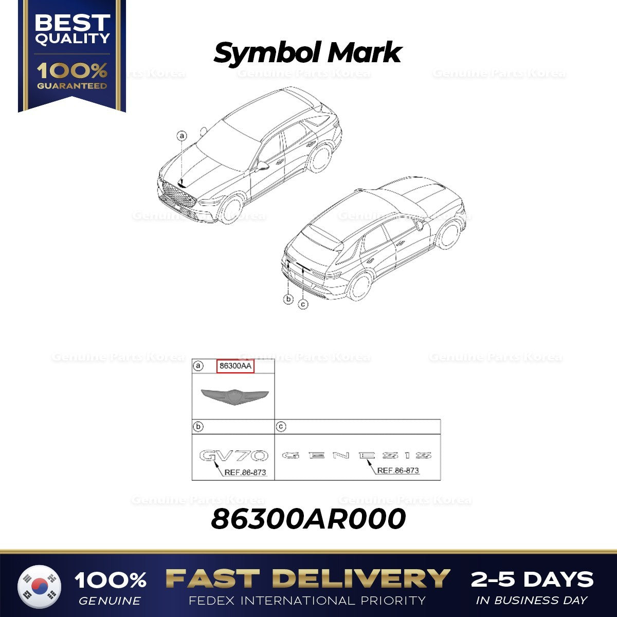 Genuine Symbol Mark 86300AR000 for Hyundai Genesis GV70